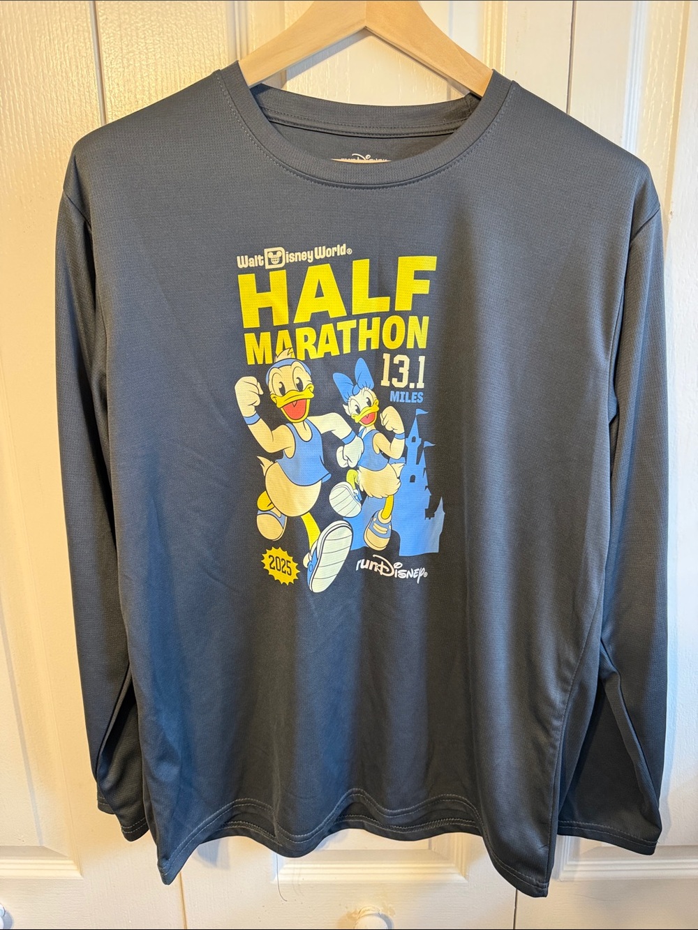 Disney Men's Gray Long-Sleeve Half Marathon Graphic Tee